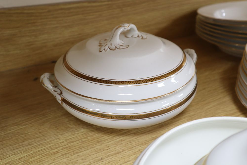A Spode white and gilt dinner service and associated dinner wares